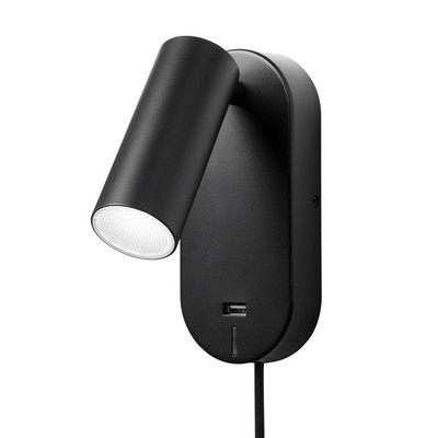 Se EGO LED Væglampe med USB og Touch dæmp, 4,5W, Nielsen Light - sort hos LEDProff DK