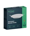 V-Tac 12W LED indbygningspanel - Hul: Ø15,5 cm, Mål: Ø17 cm, 230V