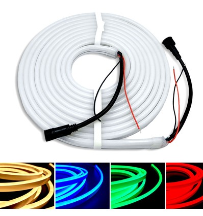 16W/m RGB+WW Neon flex strip - 10m/ kan deles for hver 10cm, IP65, 72 LED pr. meter, 24V