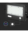 V-Tac 10W LED Solcelle projektør - Sort, inkl. solcelle, sensor, IP65