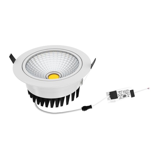 5W COB indbygningsspot - Hul: Ø7 cm, Mål: Ø8,5 cm, RA80, hvid kant, 2700K, 230V