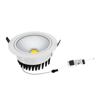 5W COB indbygningsspot - Hul: Ø7 cm, Mål: Ø8,5 cm, RA80, hvid kant, 230V