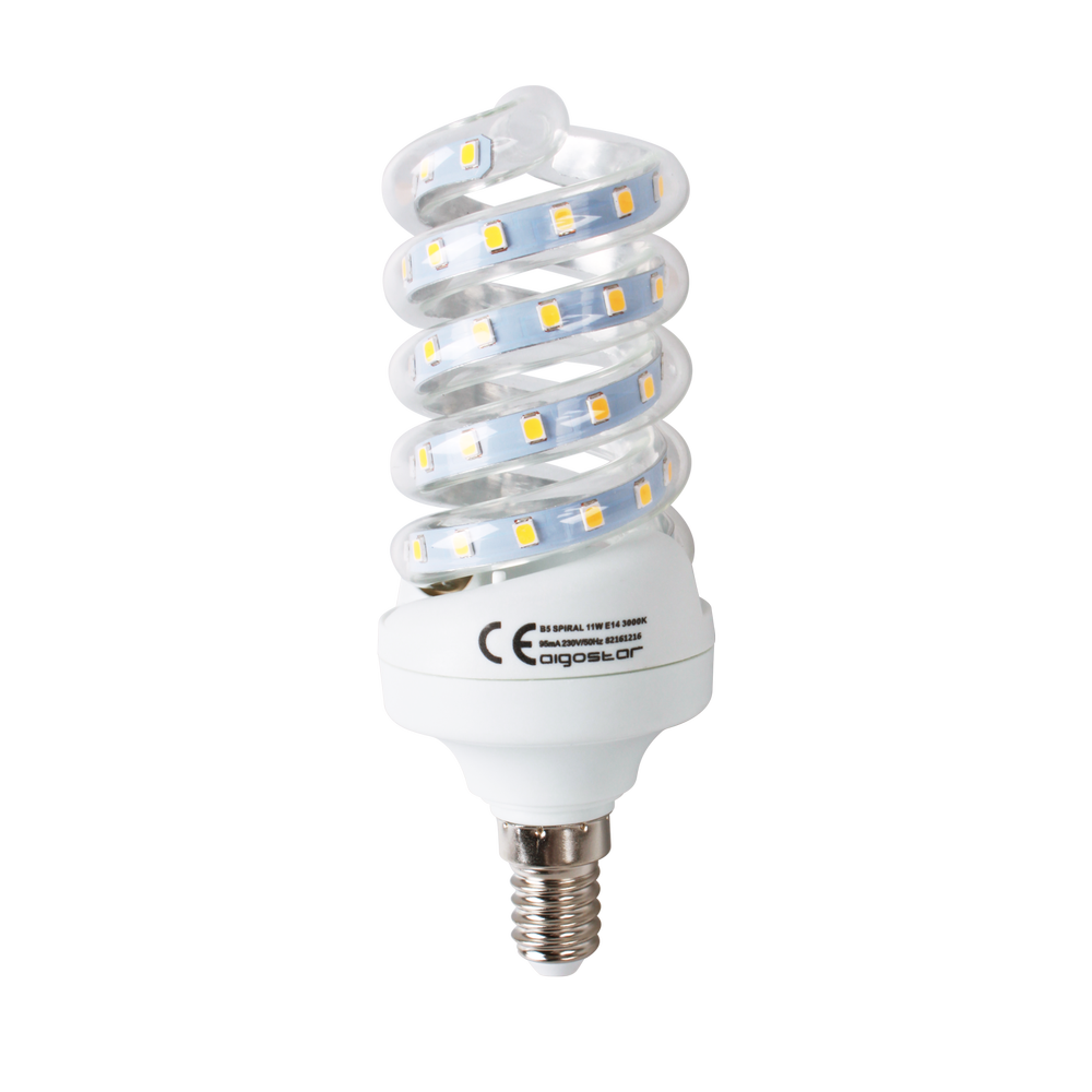 Outlet: LED B5 Spiral, 11W, E14, 3000K - Kulør : Varm