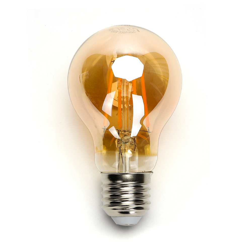 Outlet: LED Filament pære A60 E27 - 6W 2200K - Amber - Kulør : Ekstra varm