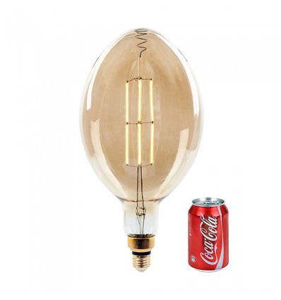 Restsalg: V-Tac 8W LED kæmpe globepære - Kultråd, Ø18 cm, dæmpbar, ekstra varm hvid, 2000K, E27