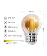 Outlet: LED Filament pære G45 E27 6W - 2200K Amber